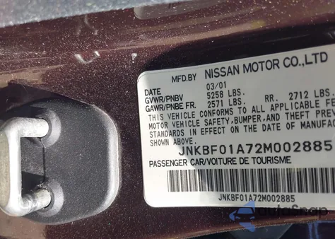 2002 Infiniti Q45 Luxury from USA, damaged, VIN JNKBF01A72M002885